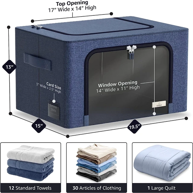 Alt view image 2 of 5 - Sorbus Storage Bins with Metal Frame, Stackable and Foldable with Window and Handles for Bedding and Clothes