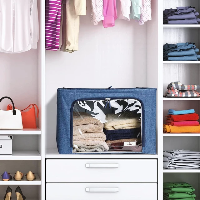 Alt view image 4 of 5 - Sorbus Storage Bins with Metal Frame, Stackable and Foldable with Window and Handles for Bedding and Clothes