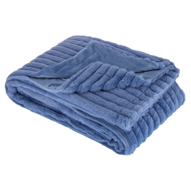 Alt view image 4 of 6 - Mainstays Channel Faux Fur Blanket, Blue Jewel, Full/Queen, 86 x 90 Inches