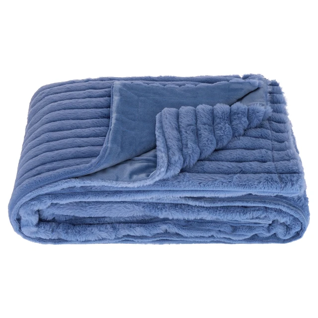 Alt view image 2 of 6 - Mainstays Channel Faux Fur Blanket, Blue Jewel, Full/Queen, 86 x 90 Inches