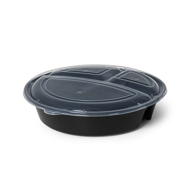 Alt view image 5 of 6 - Mainstays 10-Piece Round Meal Prep Containers with Lids, 1L, 3-Compartments, BPA-Free, Microwave and Dishwasher Safe