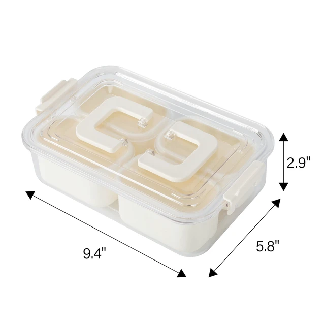 Alt view image 3 of 6 - Mainstays Snackle Box Mini Lunch & Snack 4-Compartment Plastic Container with Lids and Handle, White