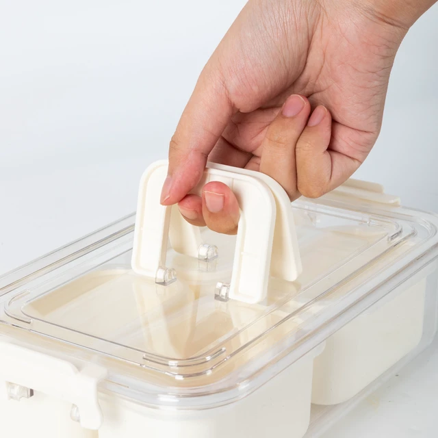 Alt view image 5 of 6 - Mainstays Snackle Box Mini Lunch & Snack 4-Compartment Plastic Container with Lids and Handle, White