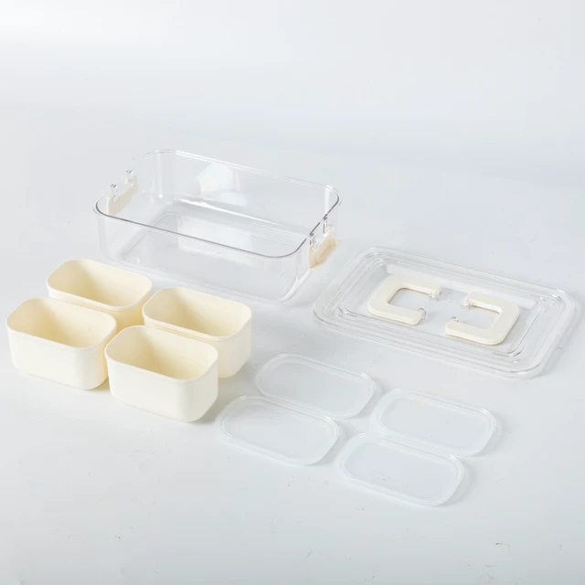 Alt view image 4 of 6 - Mainstays Snackle Box Mini Lunch & Snack 4-Compartment Plastic Container with Lids and Handle, White