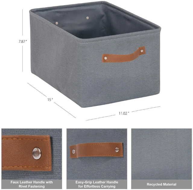 Alt view image 5 of 6 - Mainstays Decorative Gray Canvas Storage Basket with Polyurethane Handles