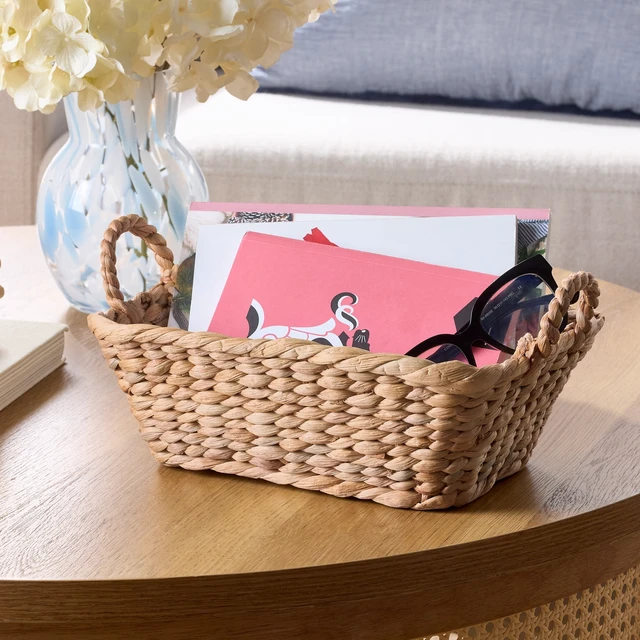 Alt view image 3 of 4 - Better Homes & Gardens 3.9in H Handwoven Water Hyacinth Basket with Loop Handles