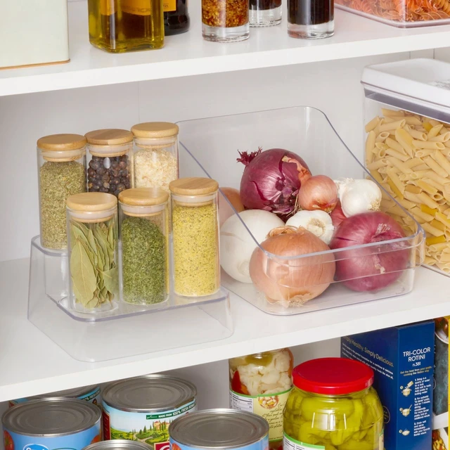 Alt view image 5 of 7 - Mainstays Clear Plastic Tiered Pantry Bin Organizer for Kitchen Accessibility