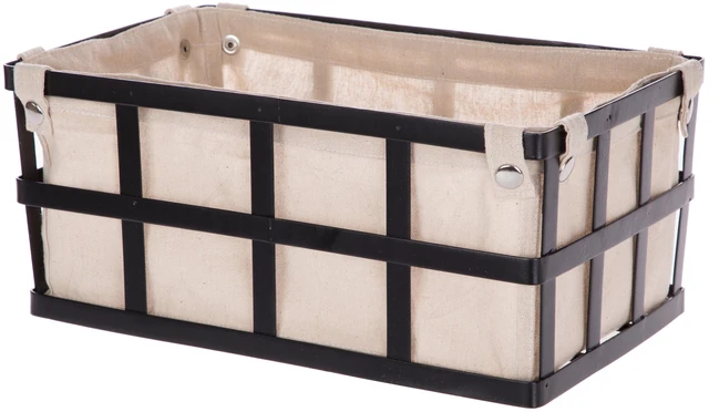 Main image of Mainstays Metal Rectangle Storage Basket with Removable Liner, Black