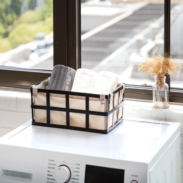 Alt view image 5 of 6 - Mainstays Metal Rectangle Storage Basket with Removable Liner, Black