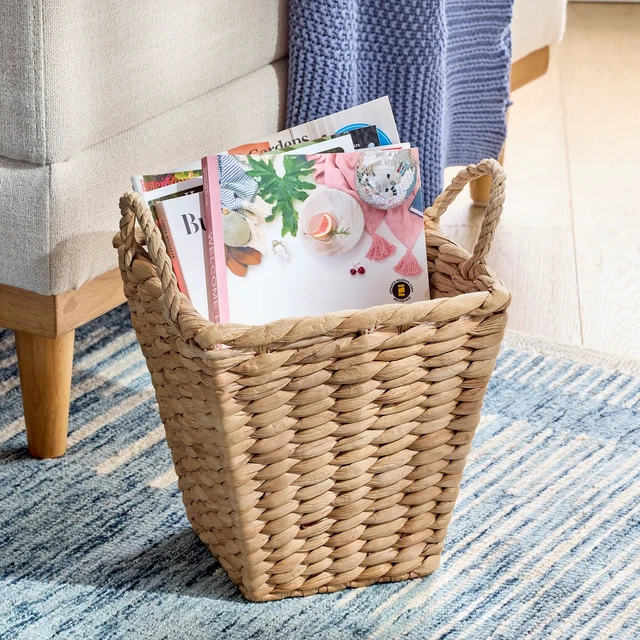 Alt view image 2 of 4 - Better Homes & Gardens Water Hyacinth Tapered Basket with Loop Handles, 9in