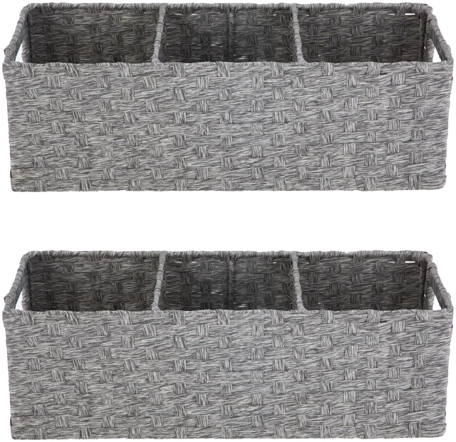 Alt view image 6 of 7 - Mainstays 3-Compartment Storage Basket Set with Handles, Gray, Set of 2