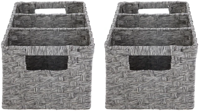 Alt view image 3 of 7 - Mainstays 3-Compartment Storage Basket Set with Handles, Gray, Set of 2