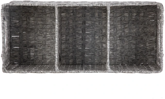 Alt view image 7 of 7 - Mainstays 3-Compartment Storage Basket Set with Handles, Gray, Set of 2