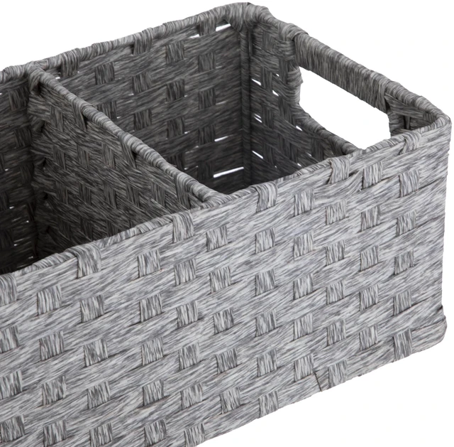 Alt view image 5 of 7 - Mainstays 3-Compartment Storage Basket Set with Handles, Gray, Set of 2
