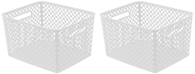 Main image of Mainstays Large Decorative Storage Basket 2-Pack White
