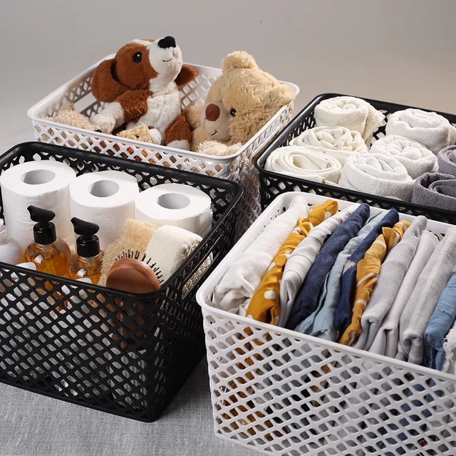 Alt view image 5 of 5 - Mainstays Large Decorative Storage Basket 2-Pack White