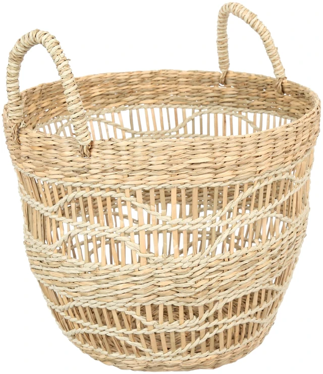Main image of BHG Natural Handwoven Seagrass Basket with Unique Detailing
