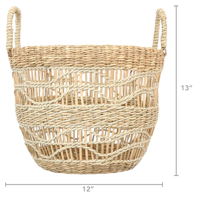 Alt view image 2 of 6 - BHG Natural Handwoven Seagrass Basket with Unique Detailing