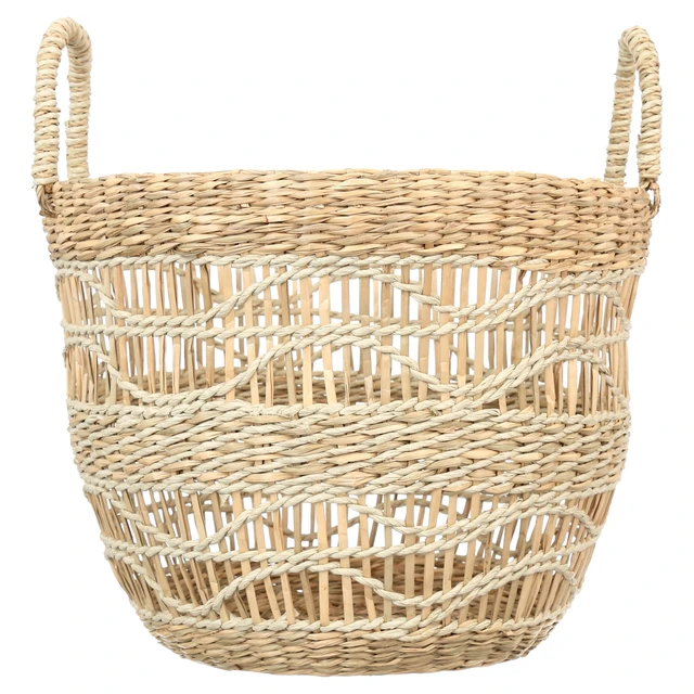 Alt view image 4 of 6 - BHG Natural Handwoven Seagrass Basket with Unique Detailing