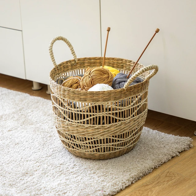 Alt view image 3 of 6 - BHG Natural Handwoven Seagrass Basket with Unique Detailing