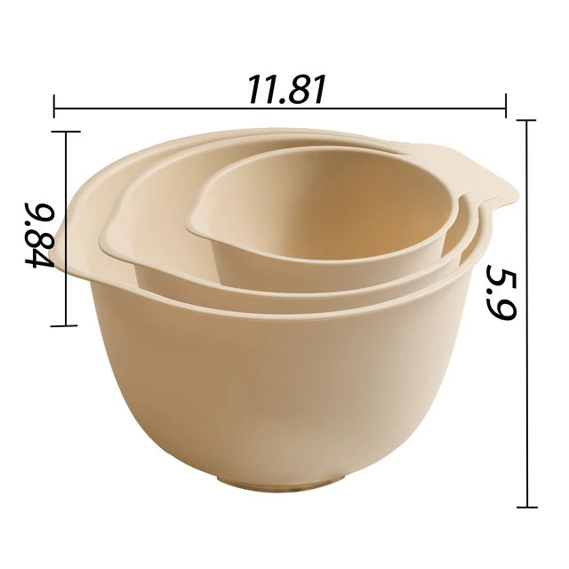Alt view image 6 of 6 - Mainstays 3-Piece Mixing Bowl Set, 50% RPP, Recycled Material, 11.81in, Papyrus Beige