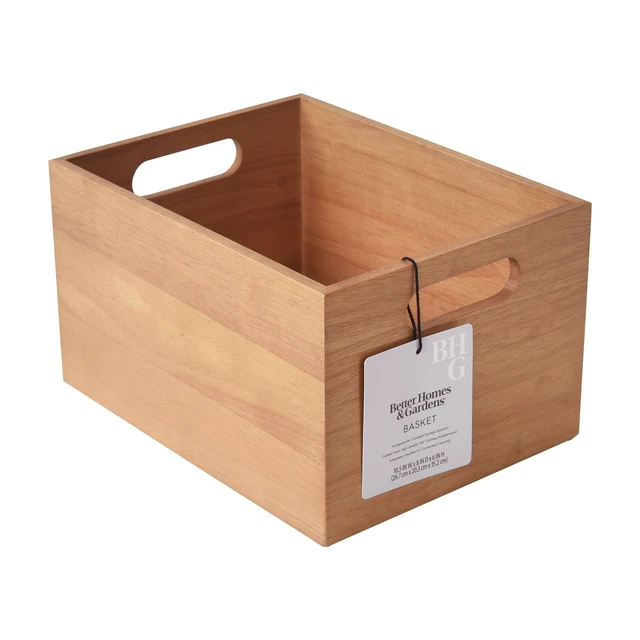 Alt view image 2 of 5 - Better Homes & Gardens Wood Storage Basket, Light Honey, 10.5in x 8in x 6in