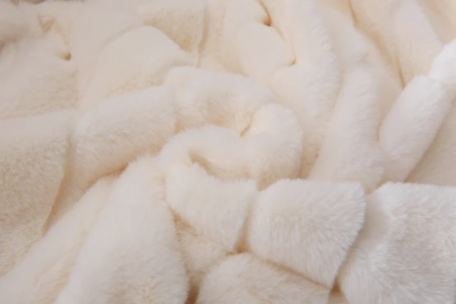 Alt view image 3 of 5 - Mainstays Striped Faux Fur Throw Blanket, Cream, 50x60in