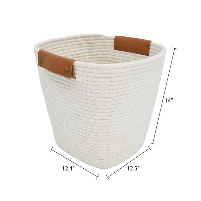 Alt view image 2 of 6 - Better Homes & Gardens Large White Cotton Rope Decorative Storage Basket 14in L x 12.5in W x 12.4in H