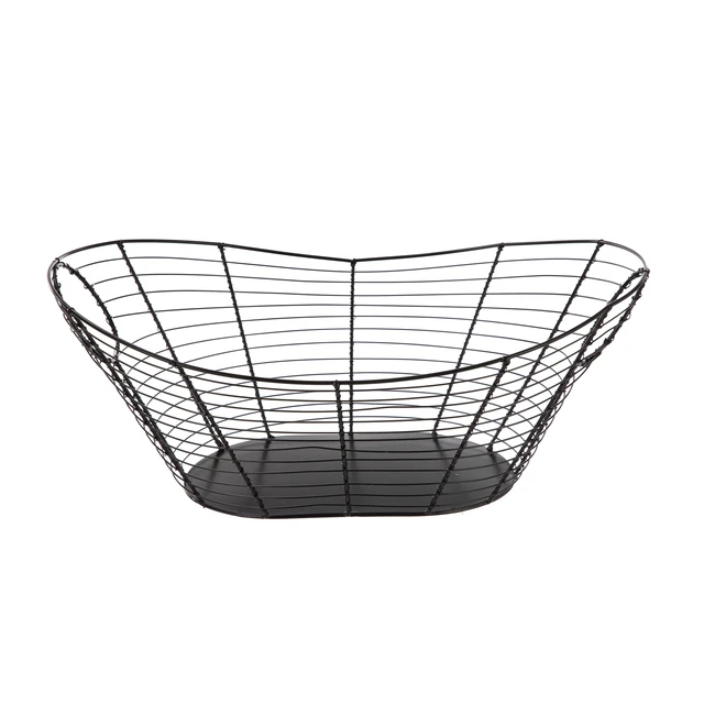 Alt view image 6 of 6 - Homezone Handcrafted Wire Basket with Handles, Black