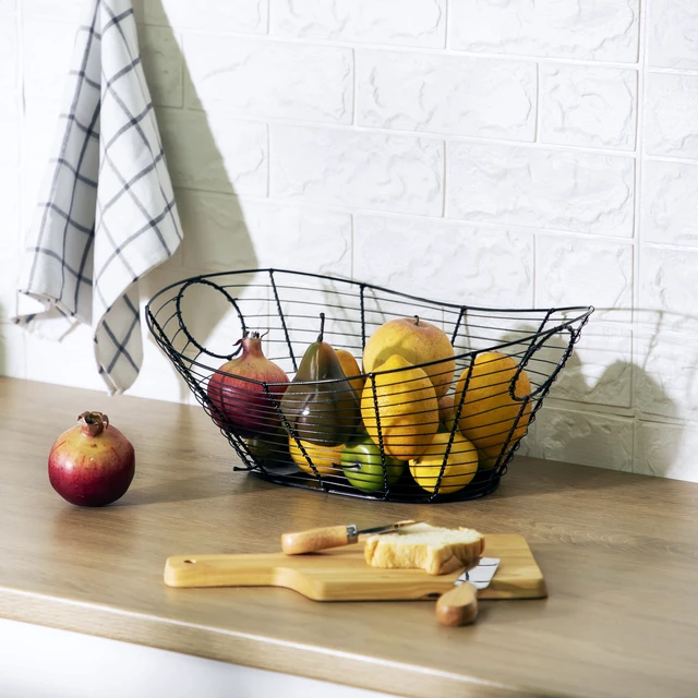 Alt view image 5 of 6 - Homezone Handcrafted Wire Basket with Handles, Black