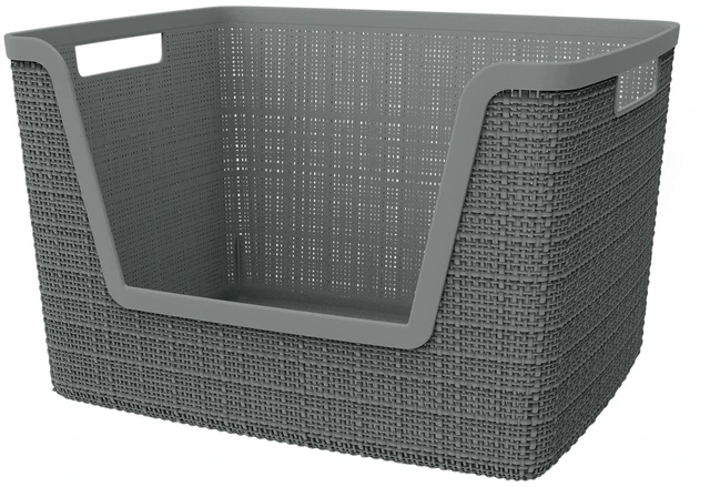 Main image of Curver Jute Medium Durable Resin Organization and Storage Basket Bin, Grey