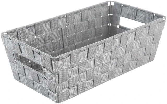 Main image of Simplify Medium Woven Strap Storage Basket Tote, Heather Grey