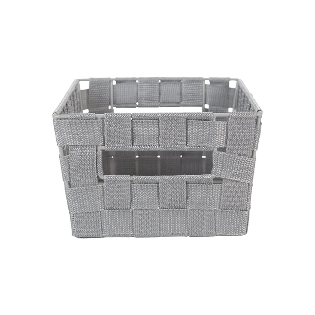 Alt view image 2 of 5 - Simplify Medium Woven Strap Storage Basket Tote, Heather Grey