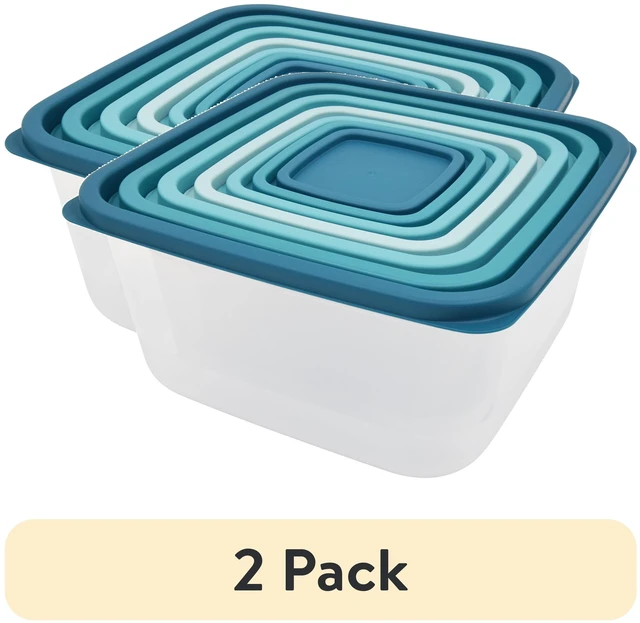 Main image of Mainstays 14-Piece Plastic Food Storage Set, Teal (2 Pack)