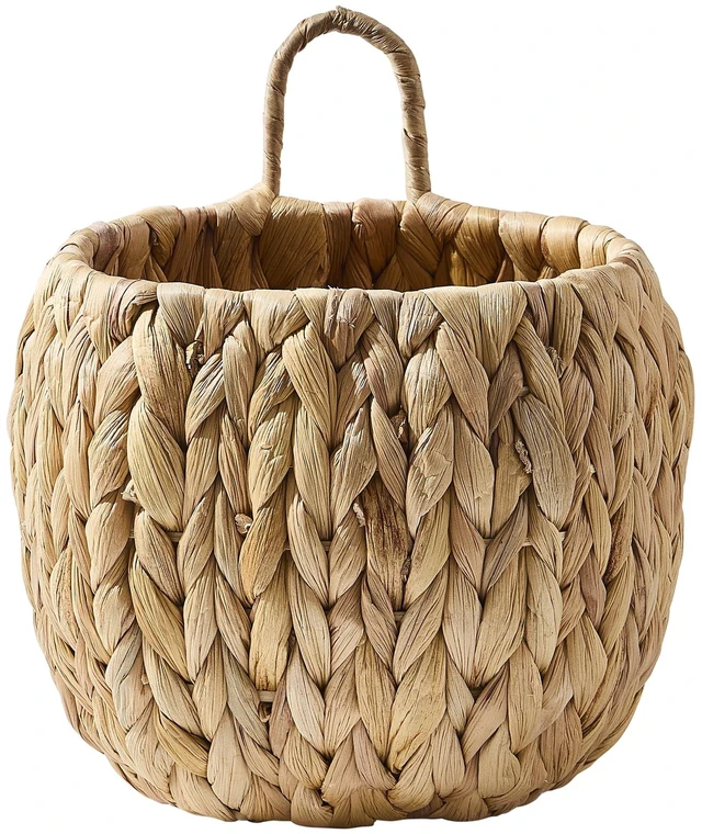 Main image of Home Decor Collection 8" Faux Rattan Wall Hanging Basket Planter with Handle