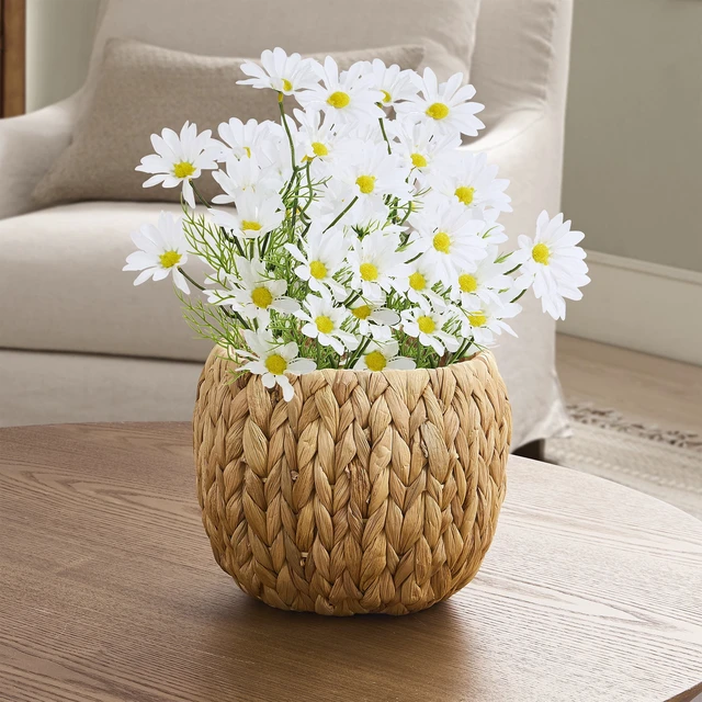 Alt view image 3 of 5 - Home Decor Collection 8" Faux Rattan Wall Hanging Basket Planter with Handle