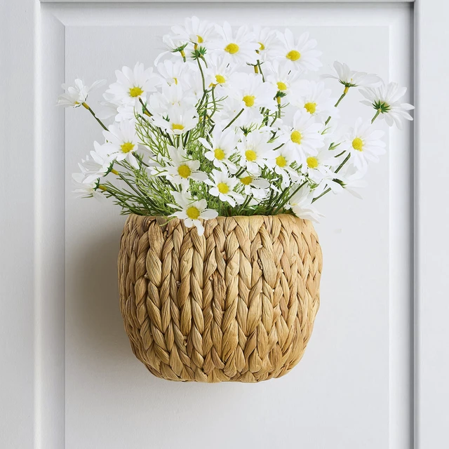 Alt view image 2 of 5 - Home Decor Collection 8" Faux Rattan Wall Hanging Basket Planter with Handle