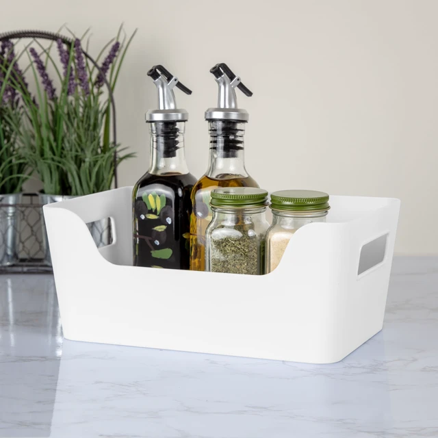 Alt view image 2 of 6 - Mainstays Easy Access Bins Small White Plastic Storage Bins, 5 Pack, 2-Pack, 9.5in x 6.5in x 4in