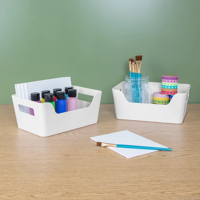 Alt view image 4 of 6 - Mainstays Easy Access Bins Small White Plastic Storage Bins, 5 Pack, 2-Pack, 9.5in x 6.5in x 4in