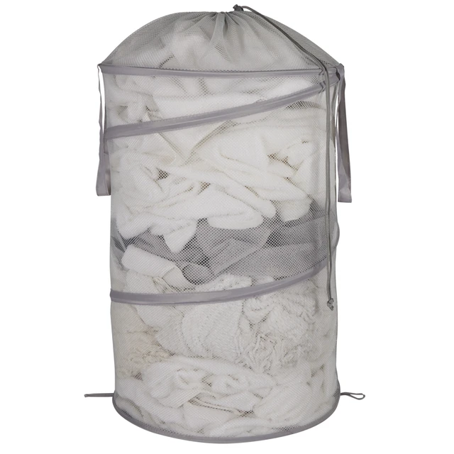Alt view image 4 of 6 - Mainstays Pop-Up Laundry Hamper with Easy Carry Handles and Cinch Top, Soft Silver