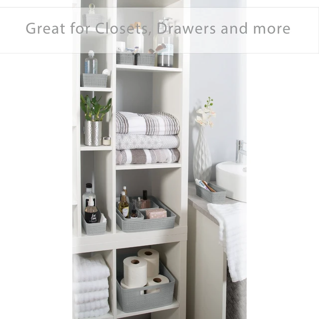 Alt view image 4 of 5 - Simplify 10-Pack Plastic Organizing Storage Basket Set, Grey