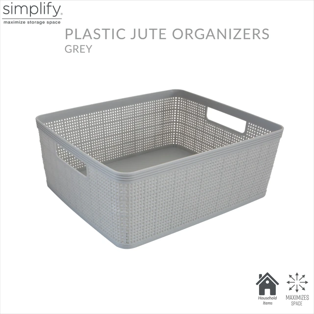 Alt view image 3 of 5 - Simplify 10-Pack Plastic Organizing Storage Basket Set, Grey