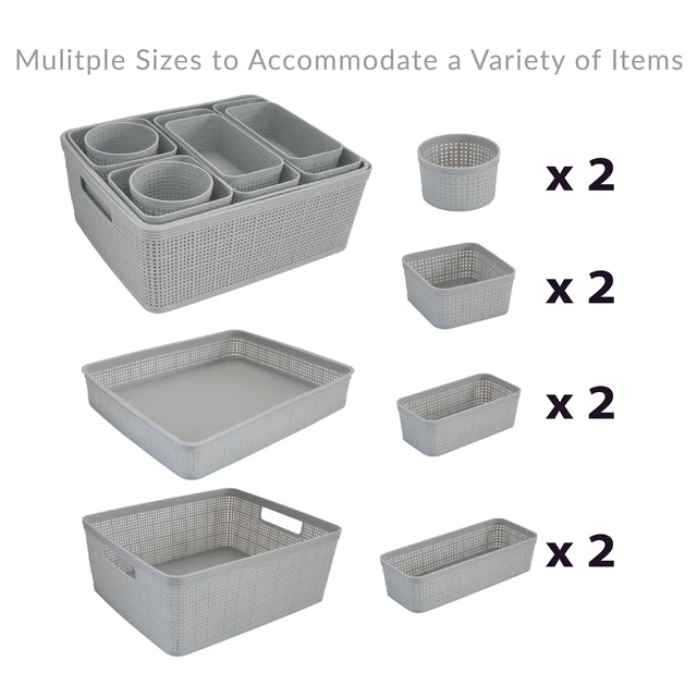Alt view image 5 of 5 - Simplify 10-Pack Plastic Organizing Storage Basket Set, Grey