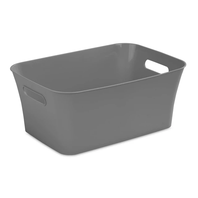 Alt view image 4 of 6 - Mainstays 6-Pack Medium Open Plastic Storage Bin with Handles, Gray Flannel