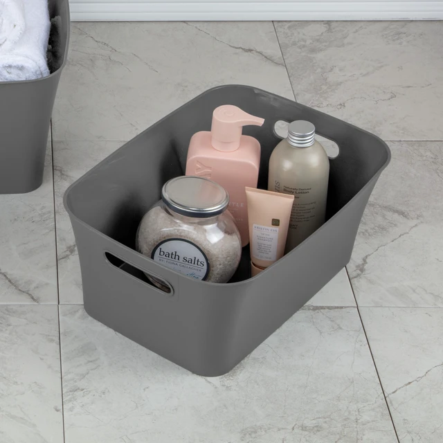 Alt view image 6 of 6 - Mainstays 6-Pack Medium Open Plastic Storage Bin with Handles, Gray Flannel