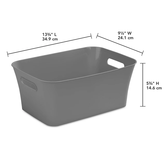 Alt view image 5 of 6 - Mainstays 6-Pack Medium Open Plastic Storage Bin with Handles, Gray Flannel