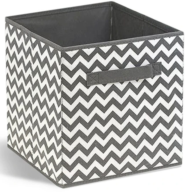 Main image of Sorbus 11" Foldable Chevron Print Fabric Storage Cube Bin, Gray