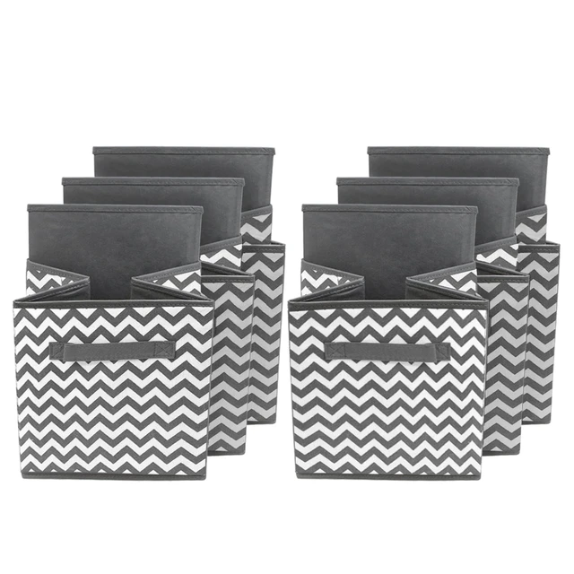 Alt view image 4 of 4 - Sorbus 11" Foldable Chevron Print Fabric Storage Cube Bin, Gray