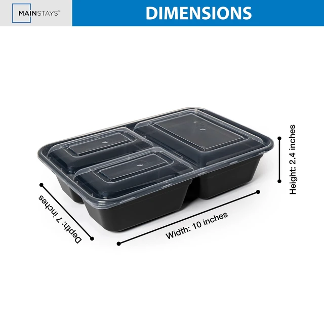 Alt view image 5 of 6 - Mainstays 30-Piece 3-Compartment Meal Prep Food Containers, BPA-Free