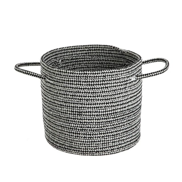 Alt view image 3 of 6 - Mainstays Round Black and White Cotton Rope Decorative Storage Basket with Handles